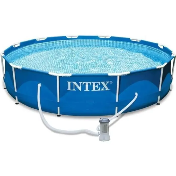 Intex Kit Piscine Hors Sol Tubulaire Ronde Metal Frame 366 x 76 cm avec Pompe et Filtre à Cartouche Réf. 28212NP