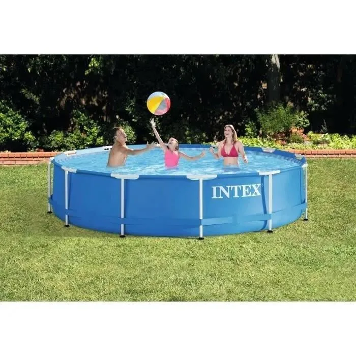 Intex Kit Piscine Hors Sol Tubulaire Ronde Metal Frame 366 x 76 cm avec Pompe et Filtre à Cartouche Réf. 28212NP