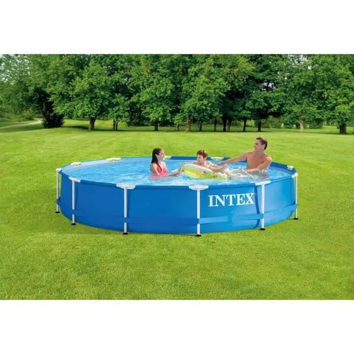 Intex Kit Piscine Hors Sol Tubulaire Ronde Metal Frame 366 x 76 cm avec Pompe et Filtre à Cartouche Réf. 28212NP