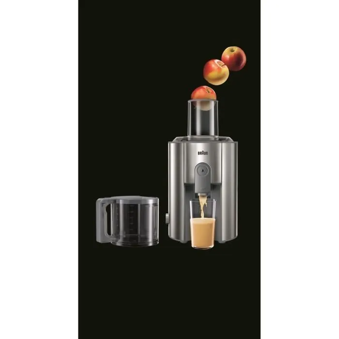 Braun J700 Centrifugeuse MultiQuick 7 - Puissance 1000 W - Large cheminée 75 mm - Inox - Extraction fruits et légumes entiers