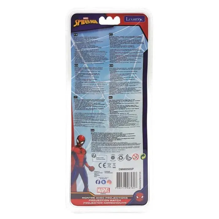 Lexibook - Montre digitale de projection Spider-Man avec 20 images et anneau de sélection - Afficheur de l'heure et de la date - Bracelet ajustable pour enfant dès 3 ans