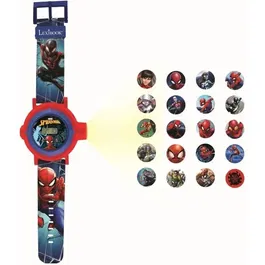 Lexibook - Montre digitale de projection Spider-Man avec 20 images et anneau de sélection - Afficheur de l'heure et de la date - Bracelet ajustable pour enfant dès 3 ans