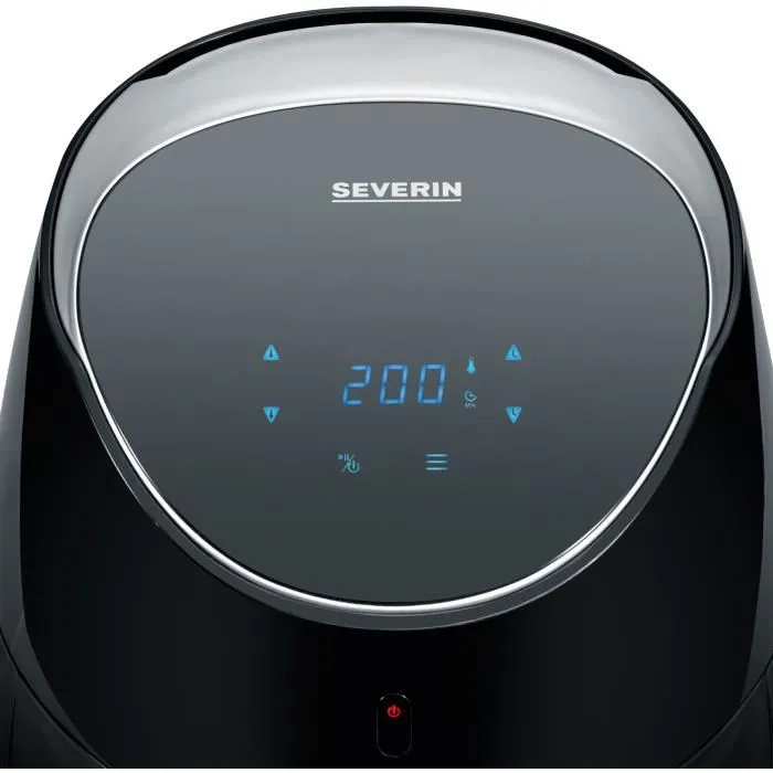 Severin FR2445 - Friteuse à Air sans Huile, Capacité 5L XXL, 2000W, 8 Programmes de Cuisson, Thermostat 80-200°C, Commande Tactile LED, Noir/Inox Brossé