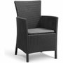 ALLIBERT by KETER Fauteuil de jardin IOWA en résine imitation rotin tressé, gris graphite, avec coussin