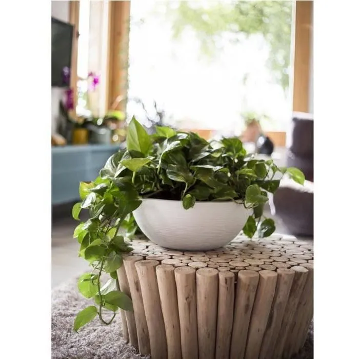 Eda - Graphit Up - Pot vasque décoratif Ø 40 cm - Résistant au gel et aux UV - Pour intérieur et extérieur - Volume 14,9 L - Blanc cérusé Eda - Graphit Up - Pot vasque décoratif Ø 40 cm - Résistant au gel et aux UV - Pour intérieur et extérieur - Volume 14,9 L - Blanc cérusé