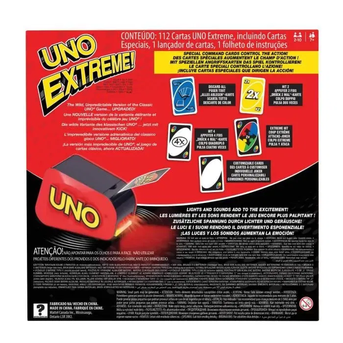 Mattel Games Uno Extreme - Jeu de Cartes Famille avec Distributeur et Effets Sonores - Version Française, À partir de 7 ans (GXY75)