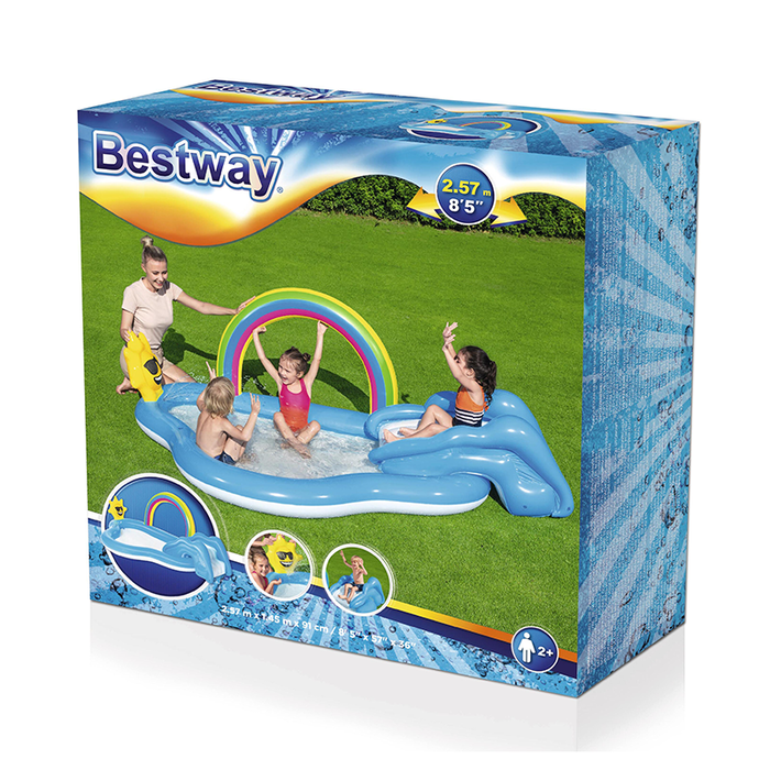 Bestway 53092 Piscine Gonflable avec Jeux Arc-en-Ciel 257x145x91 cm +2 Ans Jardin Bestway 53092 Piscine Gonflable avec Jeux Arc-en-Ciel 257x145x91 cm +2 Ans Jardin