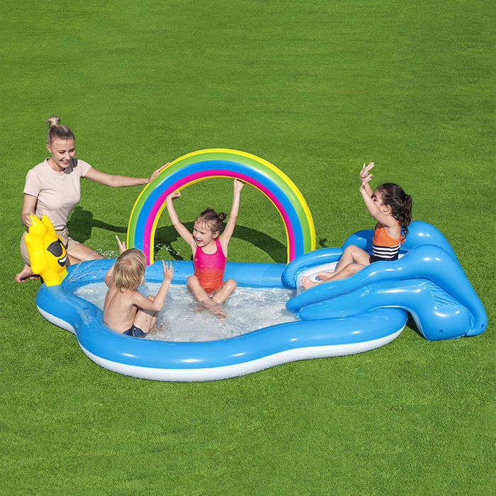 Bestway Piscine Gonflable Parc de Jeux Arc-en-ciel 257x145x91 cm +2 Ans Jardin 53092