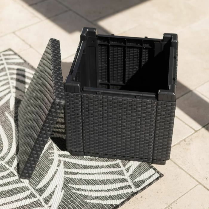 ALLIBERT by KETER Pouf de rangement Cube Graphite 213816 422801