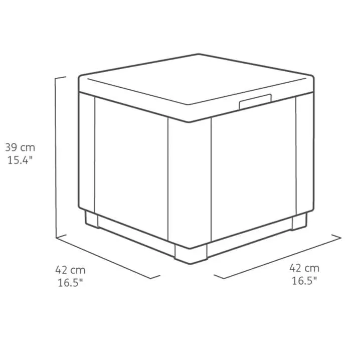 Keter - Pouf de rangement cube, extérieur, graphite, 213816, 422801, coffre pour jardin et terrasse Keter - Pouf de rangement cube, extérieur, graphite, 213816, 422801, coffre pour jardin et terrasse