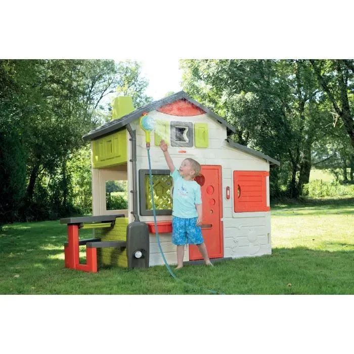 Smoby Douchette 3 en 1 Bleu - Compatible avec Toutes les Maisons de Jeux - Raccord Gardena - Réglage du Débit d'Eau