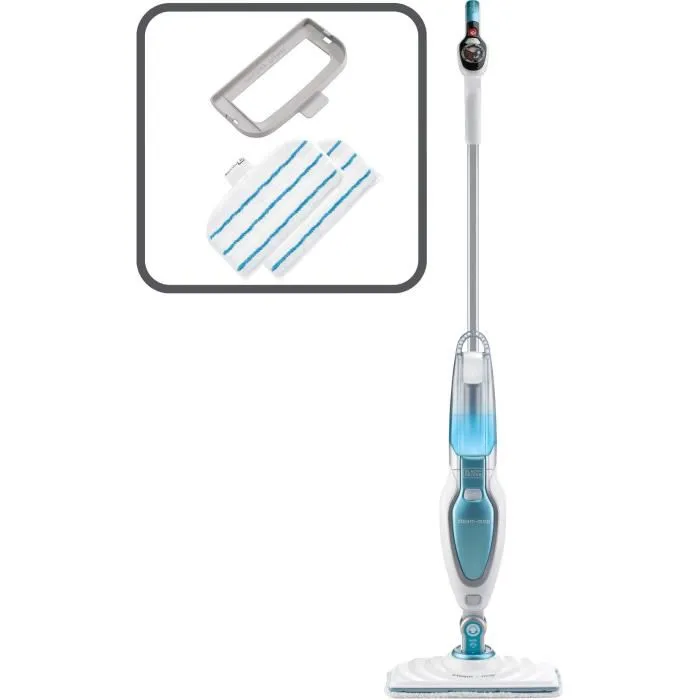BLACK+DECKER FSM16CD-QS Balai nettoyeur vapeur 3 en 1, 1600W avec 2 lingettes microfibres et accessoire pour tapis, câble 6 mètres