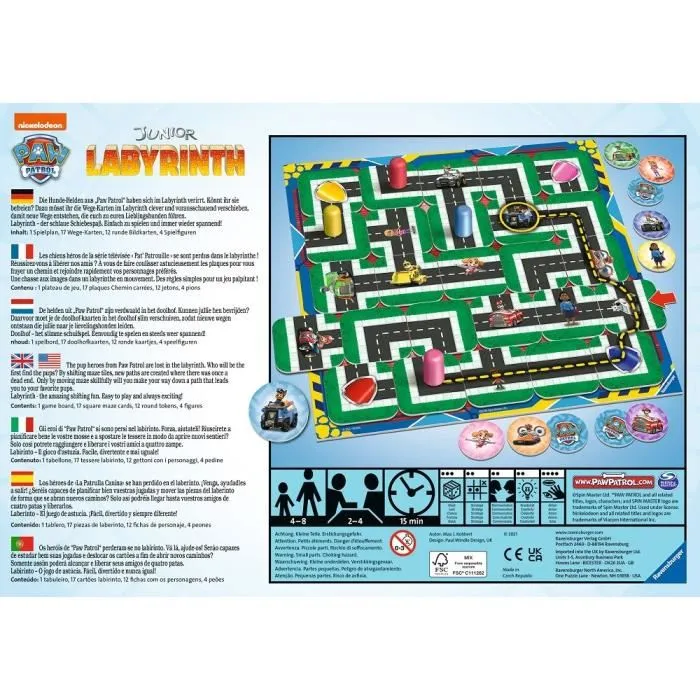 Ravensburger - Pat'Patrouille Labyrinthe Jr - Jeu de société enfant - Chasse au trésor dans un labyrinthe en mouvement - À partir de 4 ans