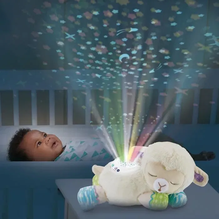 Vtech Baby - Manon, Lumi Mouton Nuit Étoilée, Veilleuse 3 en 1 avec Projections, Mélodies et Bruits Blancs, Peluche Douce pour Bébé