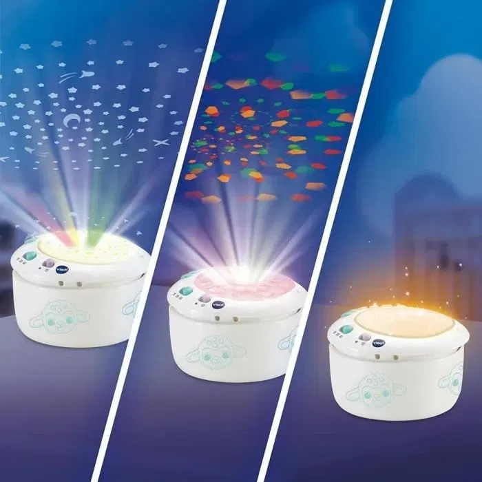 Vtech Baby - Manon, Lumi Mouton Nuit Étoilée, Veilleuse 3 en 1 avec Projections, Mélodies et Bruits Blancs, Peluche Douce pour Bébé