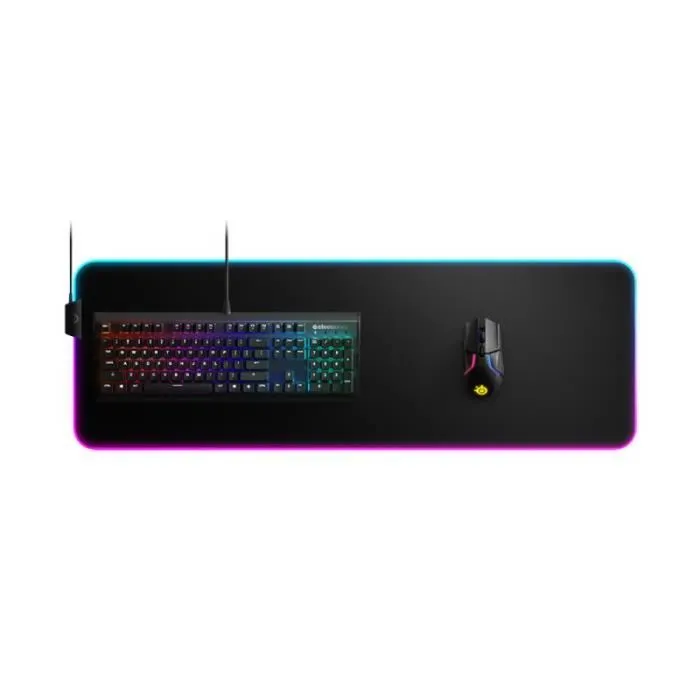 SteelSeries QcK Prism Cloth Tapis de Souris Gaming XL 90 cm - Surface en Tissu, Rétroéclairage RVB Dynamique 2 Zones, Base Anti-Dérapante en Caoutchouc
