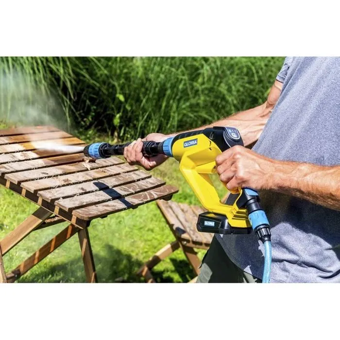 Gloria MultiJet 18V Nettoyeur haute pression sans fil à 3 pressions réglables (2,5 à 25 bar) - Système de nettoyage, moussage et soin des plantes - Compatible batterie BOSCH 18V