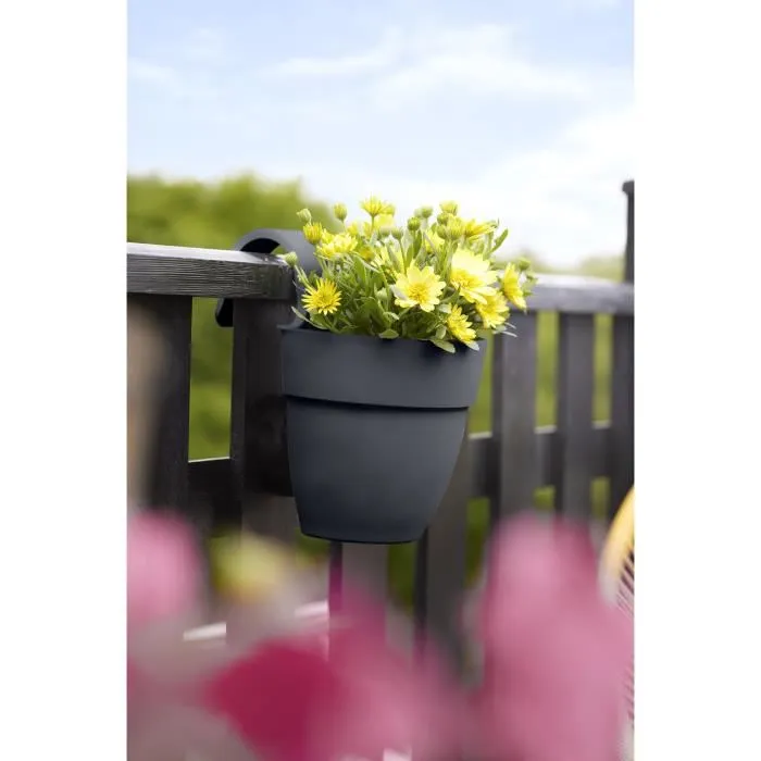 ELHO Pot de fleurs balconnière suspendue Vibia Campana Easy Hanger Small Anthracite pour balcon extérieur - Dimensions: 24.1 x 20.5 x 26.5 cm (L x l x H)