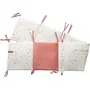 Domiva Tour de lit bébé adaptable Happy 30x180 cm, motif plume coloré rouge, 100% coton, pour lits 60x120 cm ou 70x140 cm