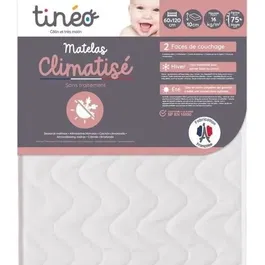 Tineo Matelas bébé Climatisé Évolutif 60x120 cm - Face Hiver/Été, Cœur Mousse Polyuréthane, Fabriqué en France