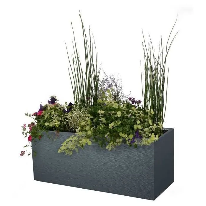 EDA Bac à fleurs Graphit 98 L, Gris Anthracite 99.5 x 39 x 43 cm - Jardinière pour extérieur