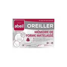 Abeil Oreiller à mémoire de forme matelassé Blanc 60 x 60 cm - Microfibre polyester - Garnissage mousse viscoélastique 950 g/m²