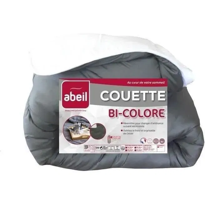 Abeil Couette Chaude Bicolore 140 x 200 cm Blanc et Gris - 350 g/m², Polyester, Reversible, OEKO-TEX, Lavable en Machine Abeil Couette Chaude Bicolore 140 x 200 cm Blanc et Gris - 350 g/m², Polyester, Reversible, OEKO-TEX, Lavable en Machine