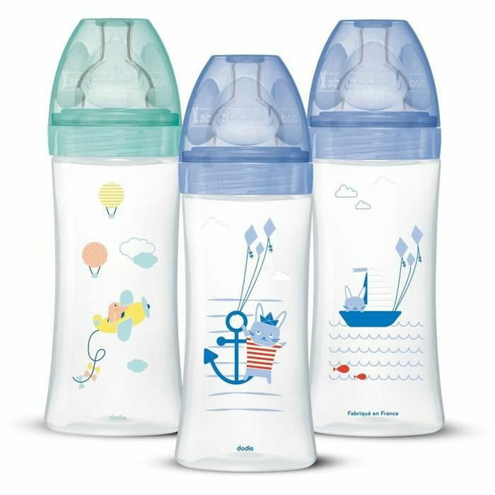 Dodie Lot de 3 Biberons Sensation+ 330ml, Tétine Plate Débit 3, Bleu Mer et Vert Air Dodie Lot de 3 Biberons Sensation+ 330ml, Tétine Plate Débit 3, Bleu Mer et Vert Air