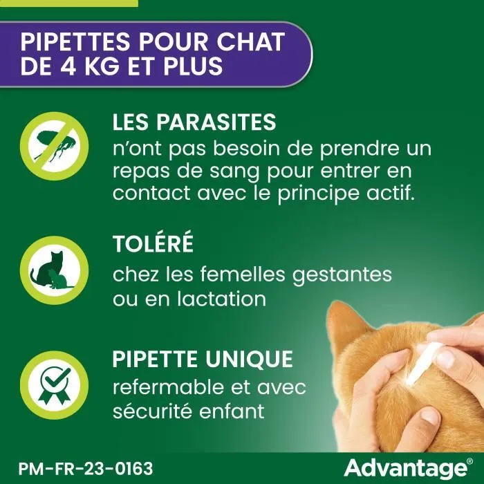 Advantage Solution Antipuce Chat Lapin +4kg, 6 pipettes Advantage Solution Antipuce Chat Lapin +4kg, 6 pipettes