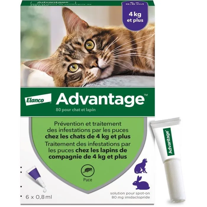 Advantage Solution Antipuce Chat Lapin +4kg, 6 pipettes Advantage Solution Antipuce Chat Lapin +4kg, 6 pipettes