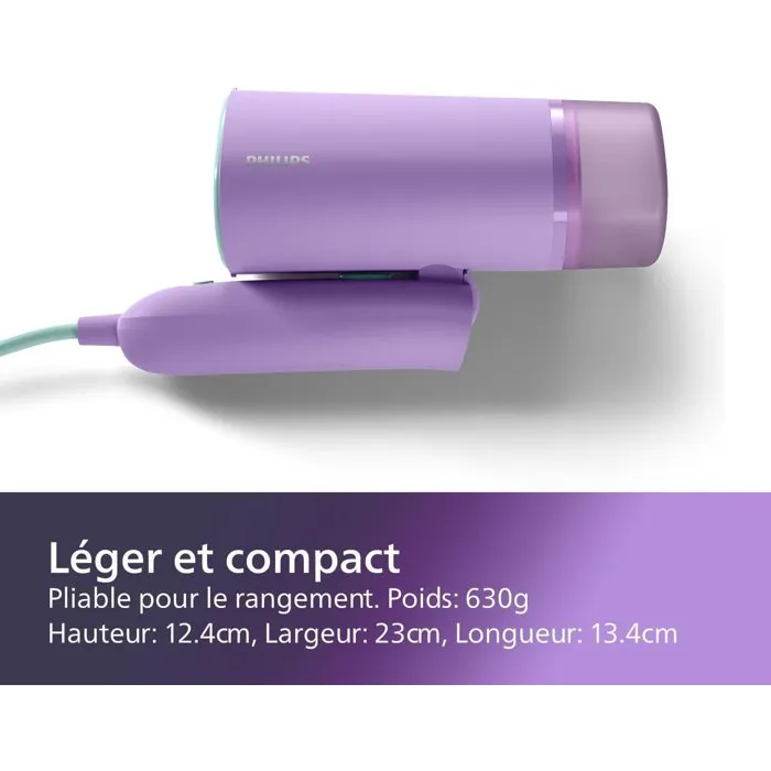 Philips STH3010/70 Défroisseur à main vapeur - Série 3000 - 1000W - 20 g/min - Prêt en 30s - Fonction ions - Pliable - Vert