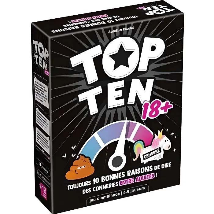 Asmodee Top Ten 18+ - Jeu de société coopératif pour 4 à 9 joueurs à partir de 18 ans - Durée 30 min à 1h - Version française Asmodee Top Ten 18+ - Jeu de société coopératif pour 4 à 9 joueurs à partir de 18 ans - Durée 30 min à 1h - Version française