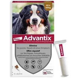 Advantix Solution Antiparasitaire Très Grande Race 40 à 60 kg, 4 pipettes