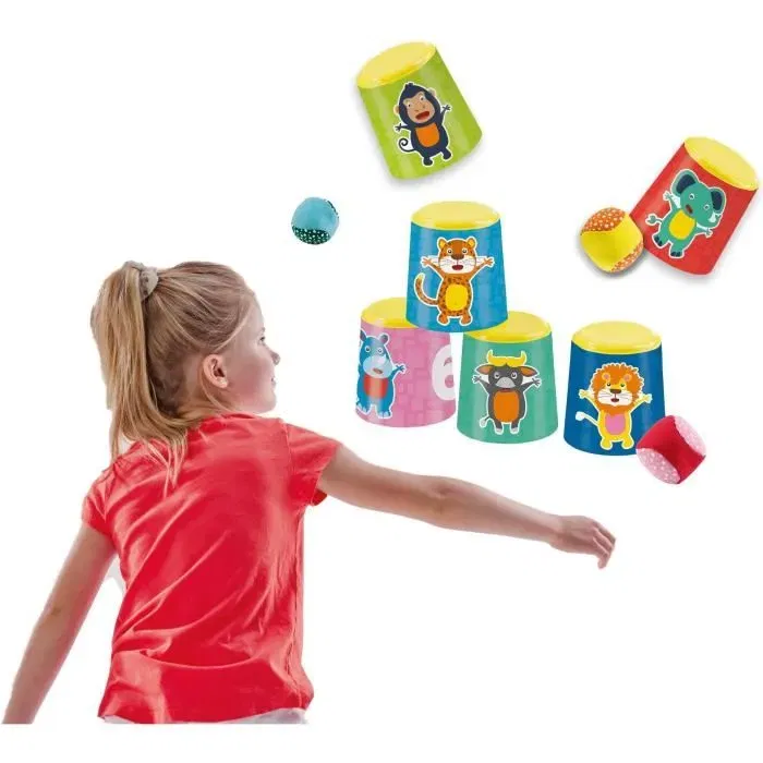 SES CREATIVE Jeu de chamboule-tout et de pétanque avec canettes et boules souples pour enfants