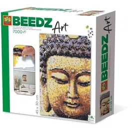 SES CREATIVE 7000 - Kit de Perles à Repasser Motif Bouddha Créatif pour Enfants avec 6 Plaques Connectables et Feuille d'Exemple