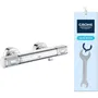 Grohe Precision Feel Mitigeur thermostatique de douche mural chromé - Fonctions EcoJoy et EcoButton pour économie d'eau - Garantie 5 ans