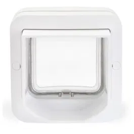 Sureflap Chatière électronique à puce DualScan, Blanc (142 x 120 mm), Mémorise 32 puces - Permet de contrôler les accès et de garder certains chats à l'intérieur