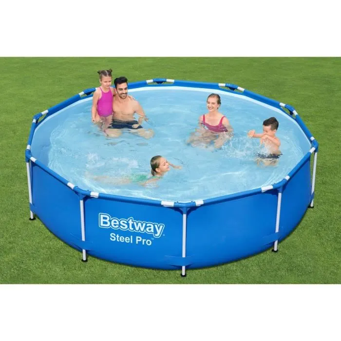 Bestway Piscine hors sol tubulaire Steel Pro 305 x 76 cm Ronde - Filtre à cartouche 1,249m³/h - Kit complet