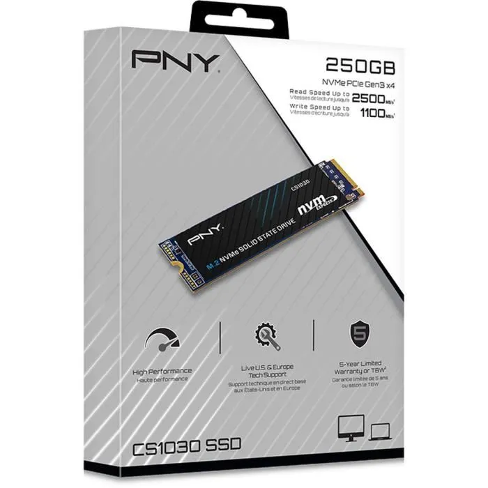 PNY CS1030 M.2 GEN3 250 GB NVMe SSD Interne