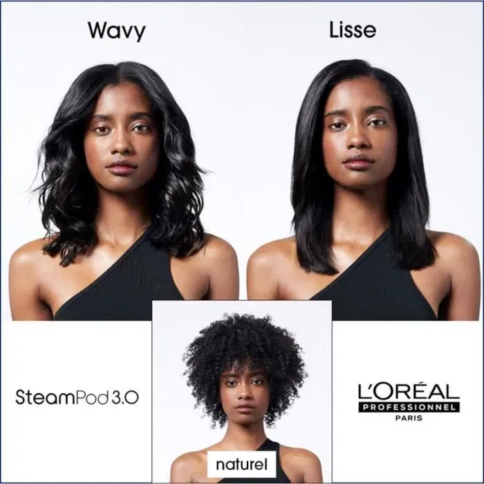 L'Oreal Professionnel SteamPod 3, Lisseur vapeur professionnel pour cheveux 2x plus lisses, design ergonomique, températures réglables 180-210 °C