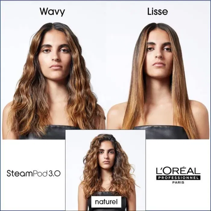 L'Oreal Professionnel SteamPod 3, Lisseur vapeur professionnel pour cheveux 2x plus lisses, design ergonomique, températures réglables 180-210 °C