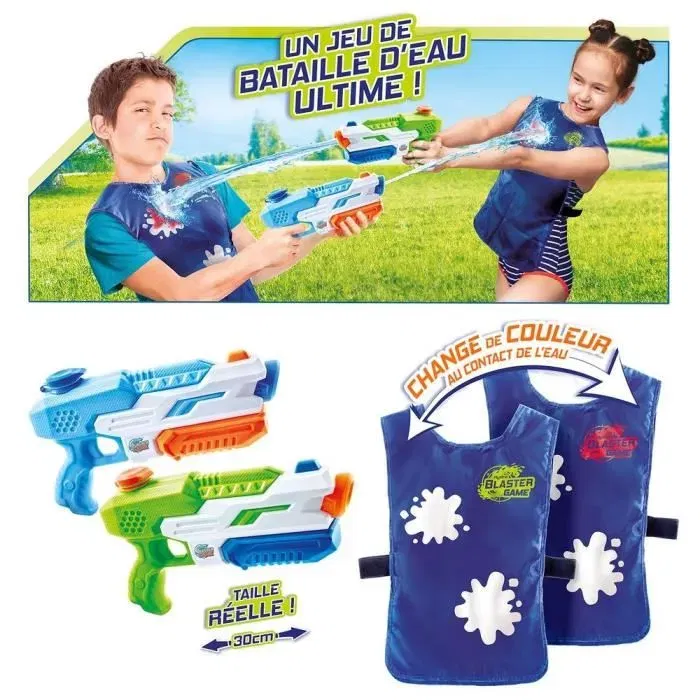 Canal Toys Hydro Blaster Game - Jeu de bataille d'eau avec 2 pistolets à eau et 2 dossards cibles qui changent de couleur, portée 10 mètres