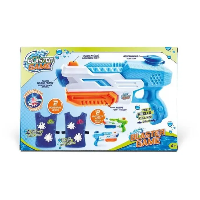 Canal Toys Hydro Blaster Game - Jeu de bataille d'eau avec 2 pistolets à eau et 2 dossards cibles qui changent de couleur, portée 10 mètres