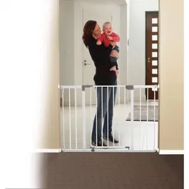 Dreambaby Barrière de sécurité extra-large Liberty 99/105.5 x 75 cm par pression fermeture automatique et verrouillage double pour portes et escaliers - Blanche