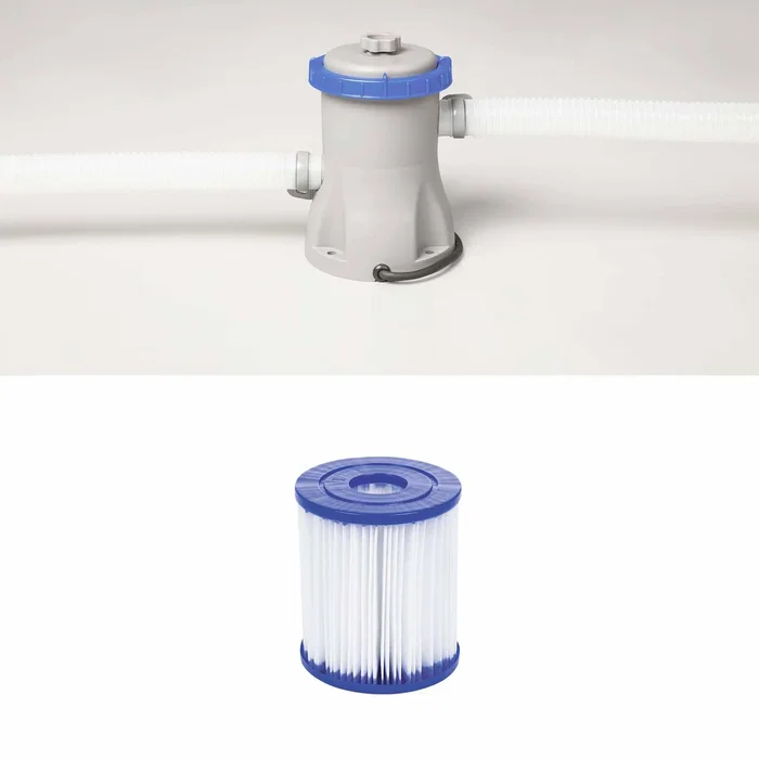 Bestway Kit Piscine Hors Sol Autoportante Ronde Marine Fast 305 x 76 cm avec Pompe de Filtration Cartouche, Volume 3638L