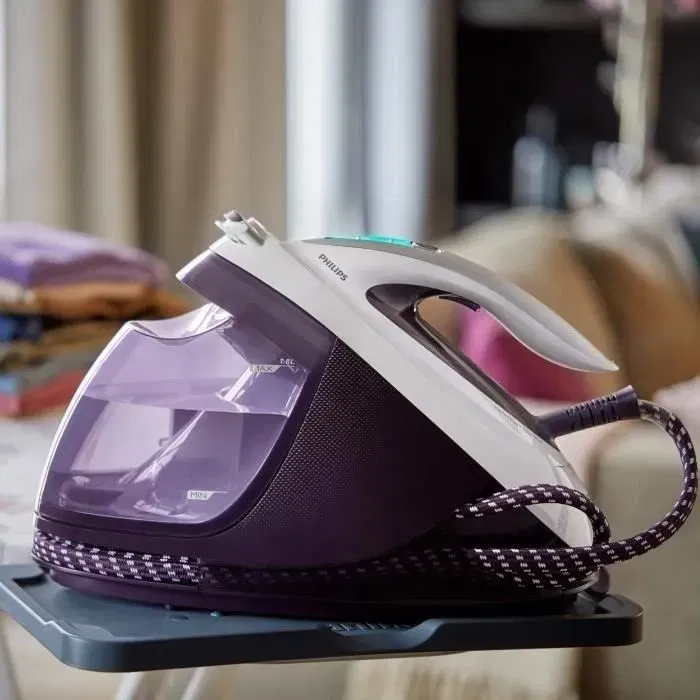 Philips GC9660/30 PerfectCare Elite Plus - Centrale vapeur, 7.5 bars, 2700W, 155g/min, 1.8L, semelle T-ionicGlide, blanc/violet