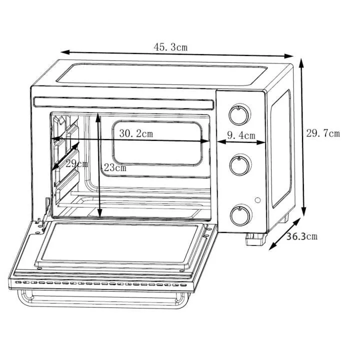 Continental Edison CEMF22B - Minifour électrique 22L noir - 1300W - Convection naturelle - Minuterie 60 min - Thermostat 230°C