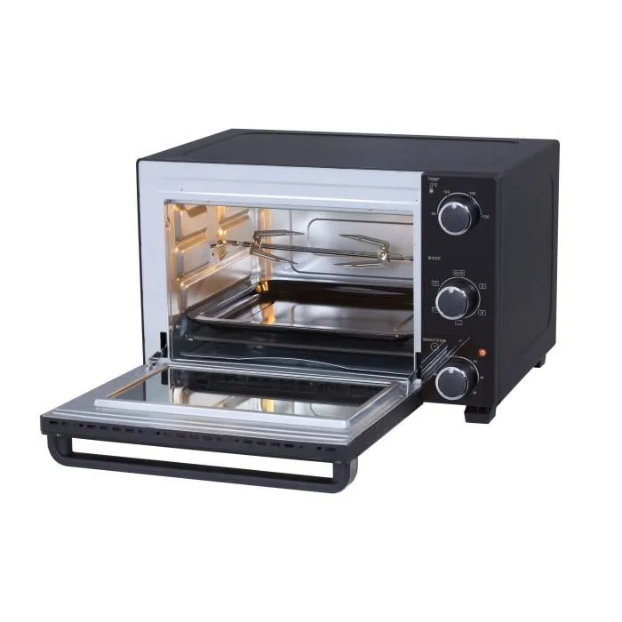 Four à convection Continental Edison CEMF28B2 - Minifour électrique 28L, 1500W, noir, chaleur tournante et rôtisserie