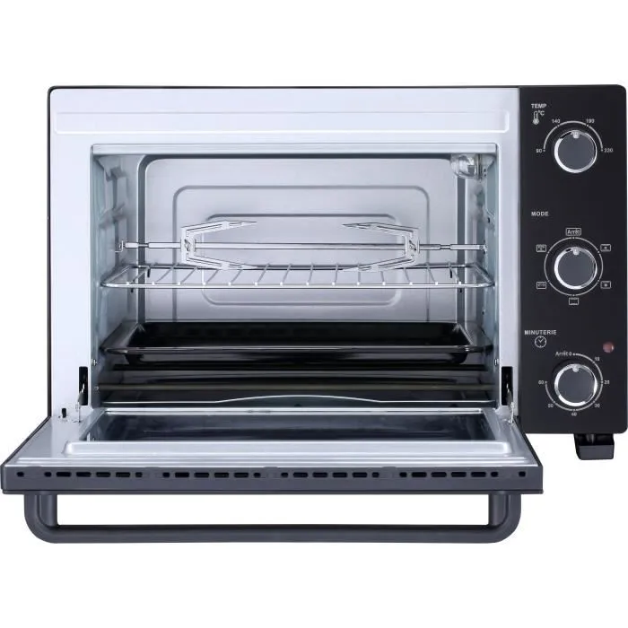 Continental Edison CEMF35B4 - Minifour électrique 35L noir, 1500W, chaleur tournante et rôtisserie, 3 modes de cuisson, minuterie 60 minutes