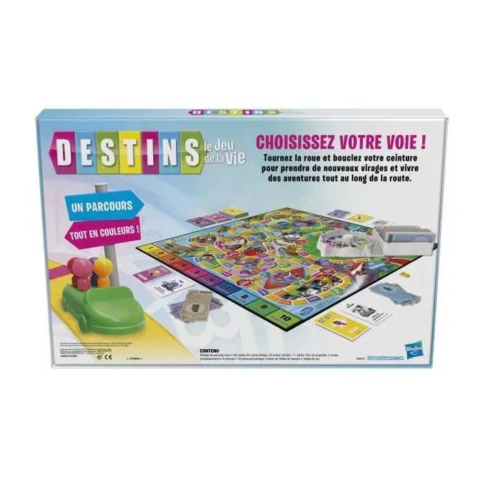 Hasbro Gaming Destins - Le jeu de la vie - Jeu de plateau familial, 2 à 4 joueurs, à partir de 8 ans, avec pions colorés
